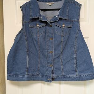 Woman Within Light and Medium Blue Denim Top